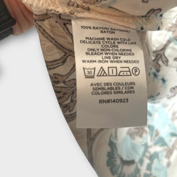 LOFT V-neck Popover BlouseTop LARGE Eclectic Boho Earth Tone Teal Accent NEW - Picture 6 of 8